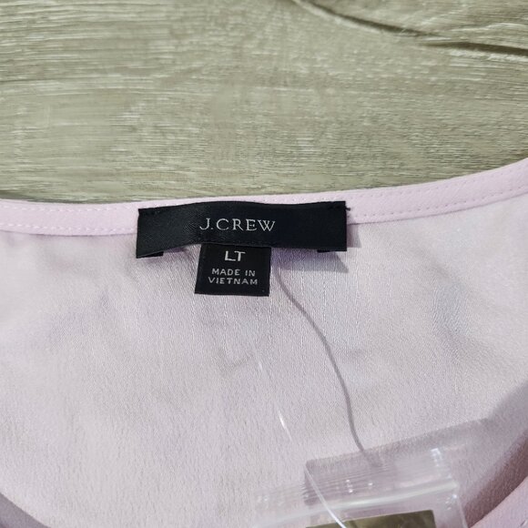 J Crew Pink Puff Sleeve Keyhole Neckline Crepe Top Blouse BL712 Women Size T XL - Picture 7 of 15